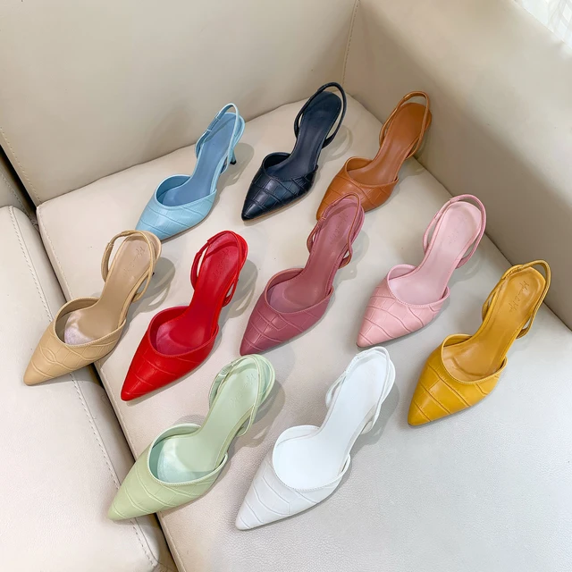 Slingback O 7cm cá sấu